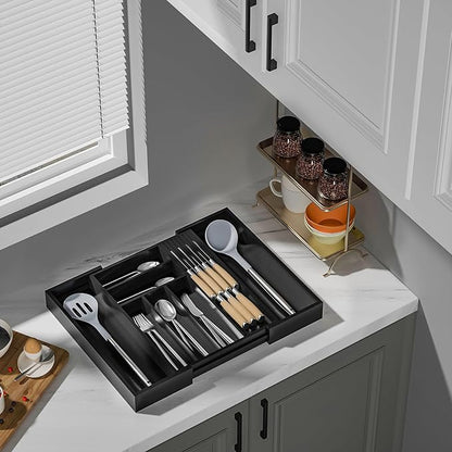TIOPGHAD Bamboo-Silverware-Drawer-Organizer-Kitchen, Expandable Utensil Holder - Image 4