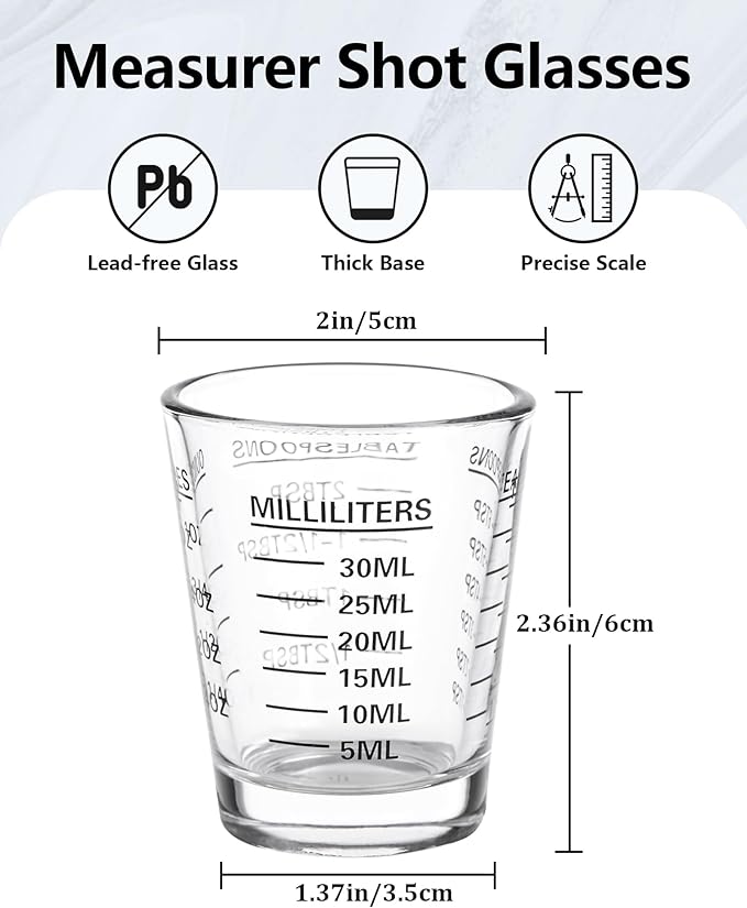 Shot Glasses Measuring Cup Set 4PACK Espresso Shot Glasses Liquid Heavy Glass - Image 2