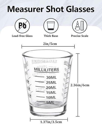 Shot Glasses Measuring Cup Set 4PACK Espresso Shot Glasses Liquid Heavy Glass - Image 2