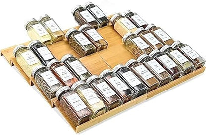 Spice Drawer Organzier, 4 Tiers- 8Pcs Bamboo Spice Rack Tray Insert by KitHero