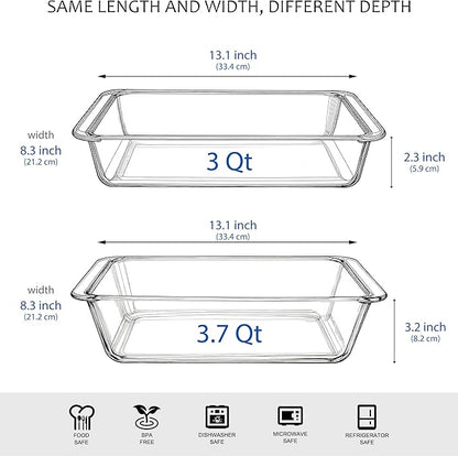 Set of 2 pcs Tempered Glass Baking Dish Set, Deep and Classic Borosilicate - Image 2