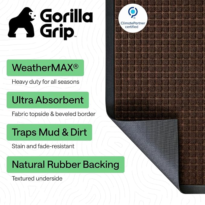 GORILLA GRIP 100% Waterproof All-Season WeatherMAX Doormat 35x23, US Designed - Image 2