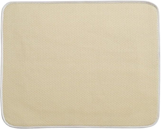 InterDesign iDry Large Kitchen Countertop Absorbent Dish Drying Mat, Wheat/Ivory by iDesign