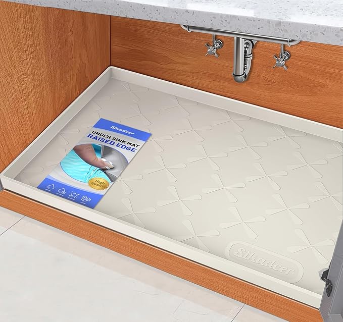 SIKADEER 31" x 22" Under Sink Mat Waterproof, Silicone Mat Kitchen Drawer Shelf by SIKADEER