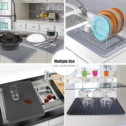 Silicone Dish Drying Mat, Non-Slip Easy Clean Sink Mat Large Heat-resistant - Image 7