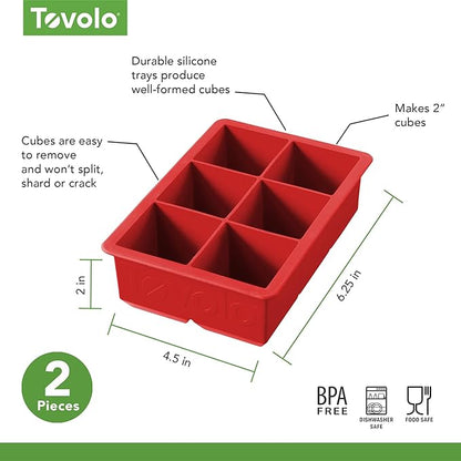 Tovolo, Large King Craft Ice Mold Freezer Tray of 2" Cubes, BPA-Free Silicone - Image 7