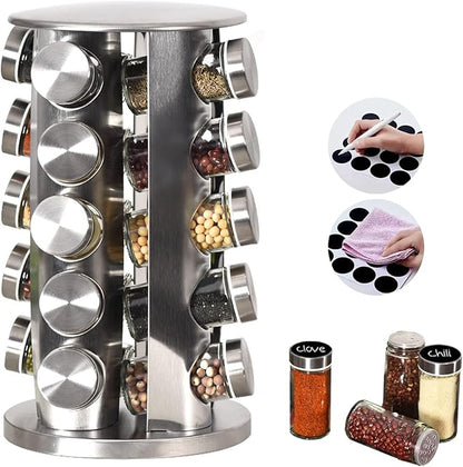 EBIZ&TECH 20-Jar Stainless Steel Rotating Spice Rack by EBIZTECH
