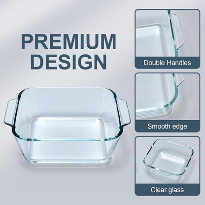 Small Casserole Dishes 2 Pack, 5 Inch Glass Square Baking Dish Individual - Image 2