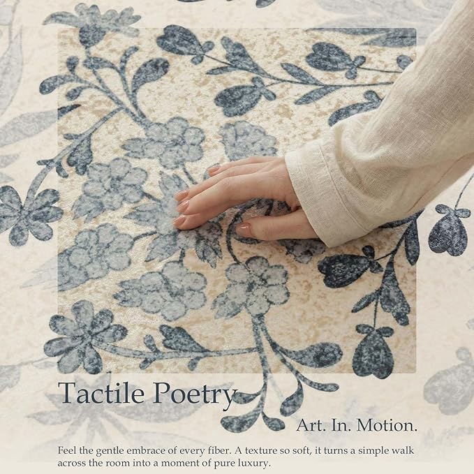 jinchan Zenith Floral Runner Rug 3x8 Washable Kitchen Runner Non-Slip Low-Pile - Image 4