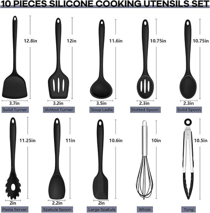 TeamFar Silicone Cooking Utensils, 446°F Heat Resistant Kitchen Gadgets Tools - Image 2