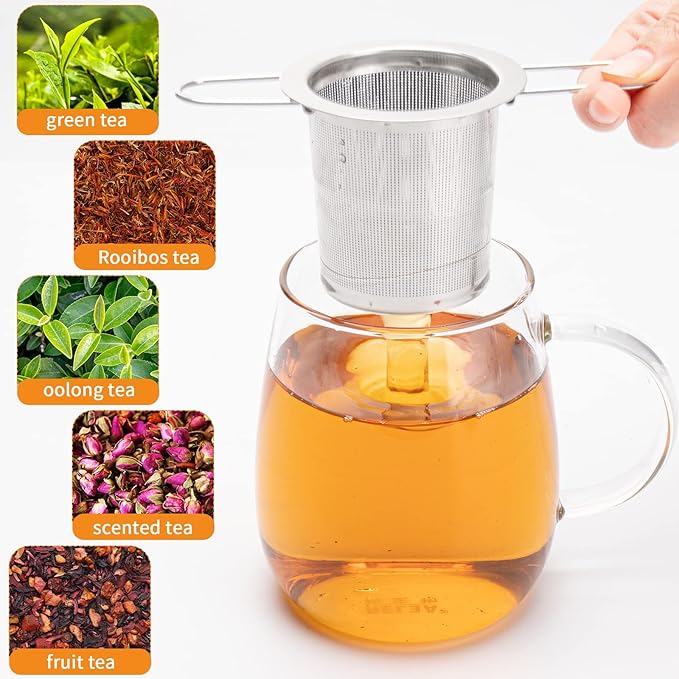 Tea Infuser, Evmliy Stainless Steel Tea Strainer Sitting in Mugs, Tea Infusers - Image 5