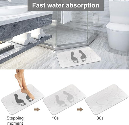 JUERLEN 2 Pack Diatomaceous Earth Shower Mat, Stone Bath Mat, Nonslip Super - Image 3
