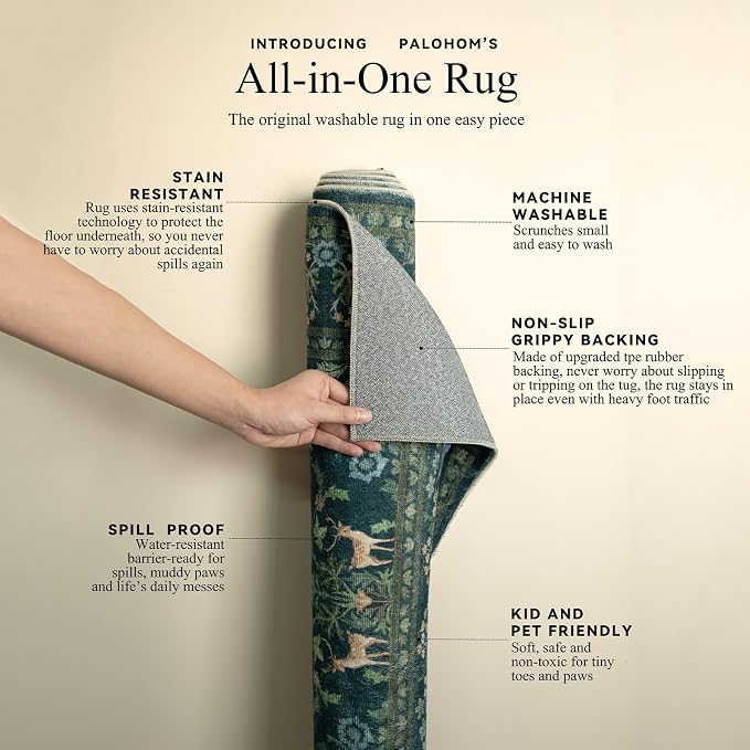 8x10 Area Rugs for Living Room: Washable Rug Vintage Rugs Stain Resistant Non - Image 4