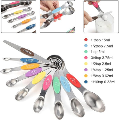 Magnetic Measuring Spoons Set Stainless Steel Dual Sided Stackable Teaspoon - Image 2