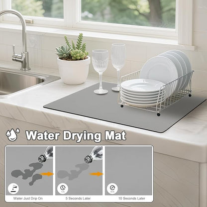 Dish Drying Mats for Kitchen Counter, Waterproof Coffee Mat for Countertop - Image 2