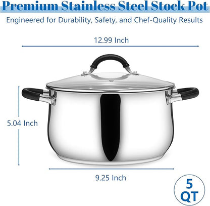 E-far 5Qt Stainless Steel Pot, Stock Pot - Image 2