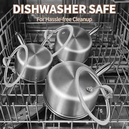 EWFEN 3 Ply Stainless Steel Sauce Pan Set - Image 9