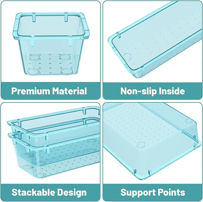 WOWBOX 8 PCS Plastic Drawer Organizer Set, 4 Sizes Desk Drawer Organization and - Image 2