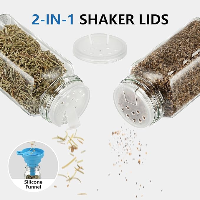 24Pcs Glass Spice Jars with Labels, 4oz Spice Containers with Bamboo Lids - Image 3