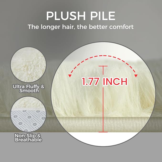 Ultra Soft Rug for Living Room, 9X12 Fluffy Shag Area Rug for Bedroom, Modern - Image 7