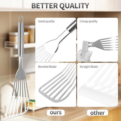 2Pack Fish Spatula Stainless Steel, Premium Fish Turner Spatula, Flexible - Image 6