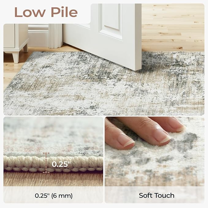 3x5 Area Rug Non-Slip, Machine Washable Soft Low Pile Small Rugs - Image 3