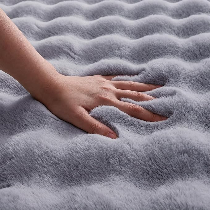 Gray Rabbit Plush Rug 6'x9', Fluffy Shaggy Area Rug - Image 5
