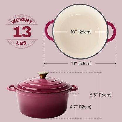 6 Quart Dutch Oven Pot with Lid, Non Stick Enameled Cast Iron Dutch Oven - Image 5