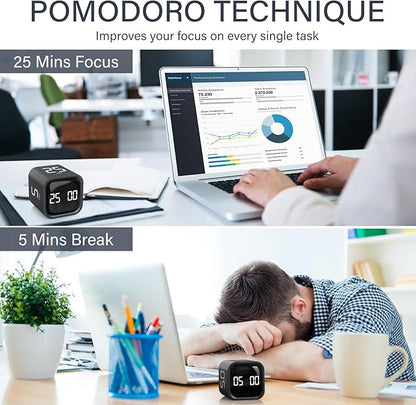 Rotating Pomodoro Timer 5, 10 50 Minutes Preset, Desk Productivity Timer w/Gra - Image 3
