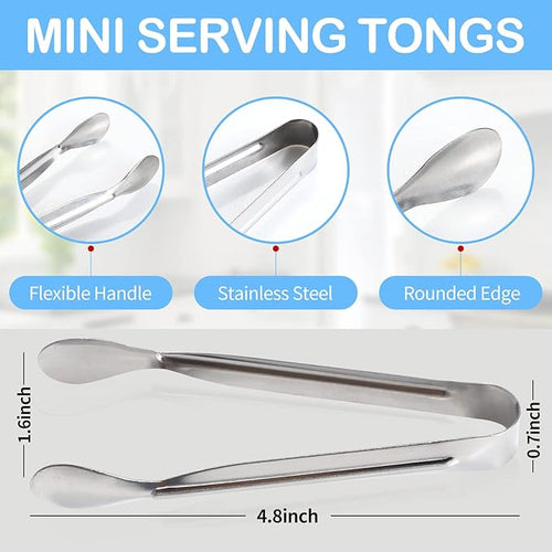 18PCS Mini Tongs for Appetizers, 5Inch Serving Tongs, Ice Tong Appetizer Tong - Image 2