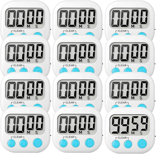 12 Pack Digital Kitchen Timer Small Classroom Timers by VOULOIR