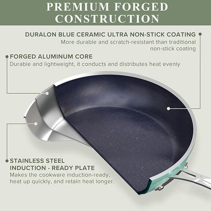 Nuwave Healthy Duralon Blue Ceramic Nonstick Cookware Set, Diamond Infused - Image 2