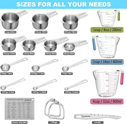 AIKEXIN 20-Piece Measuring Cups and Spoons Set, Nesting Stainless Steel - Image 9