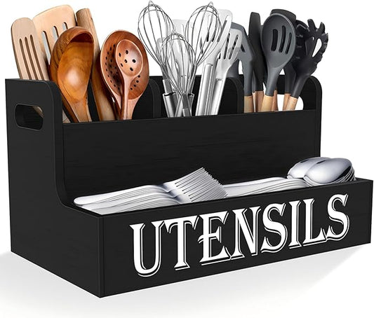 Suli Kitchen Utensils Holder, Wooden Utensil Organizer by Suli