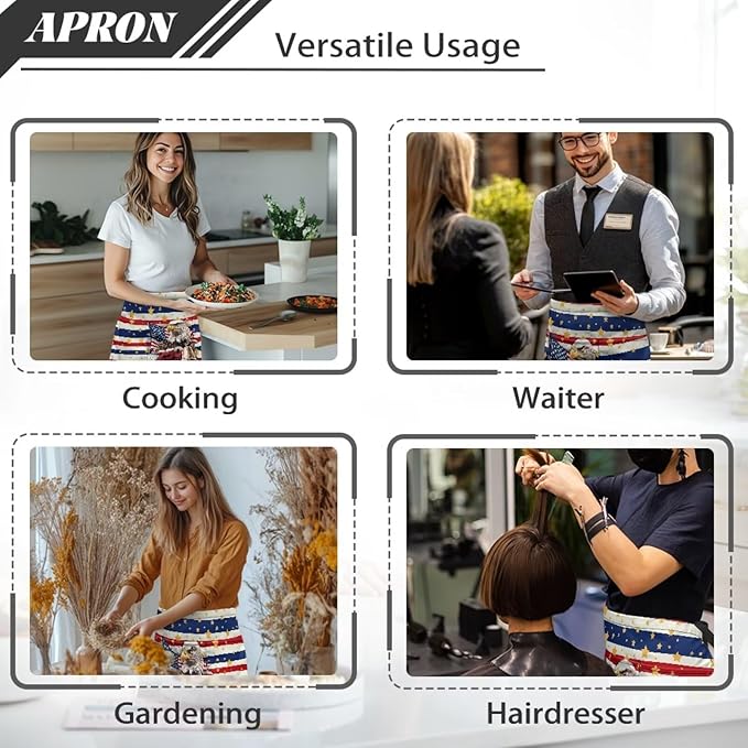 Server Apron with 3 Pockets, Waterproof Oil Waitress Waiter Half Apron - Image 5