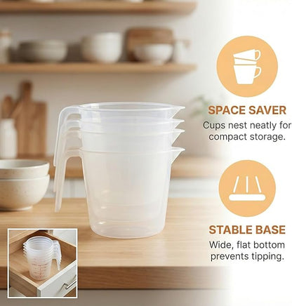 8 Pcs 2 Cup Capacity Plastic Measuring Cup, 16 Oz/500 ml Clear Graduated - Image 5