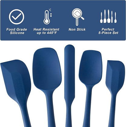 Silicone Spatula Set, 5 Piece Food Grade Rubber Spatulas - Image 3