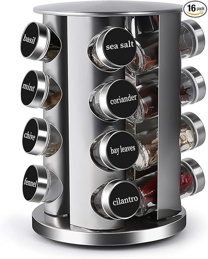 DOUBLE 2 C Revolving Countertop Spice Rack Stainless Steel Seasoning Storage by DOUBLE2C