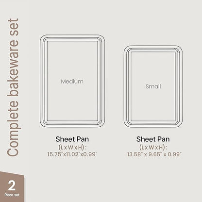 Diamond Bottom Cookie Sheet Set of 2, Nonstick White Marble Carbon Steel Baking - Image 2