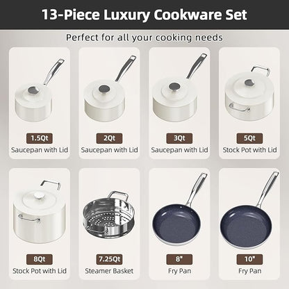 Nuwave Lux 13pc Forged Lightweight Cookware Set PFAS Free, Healthy G10 Duralon - Image 8