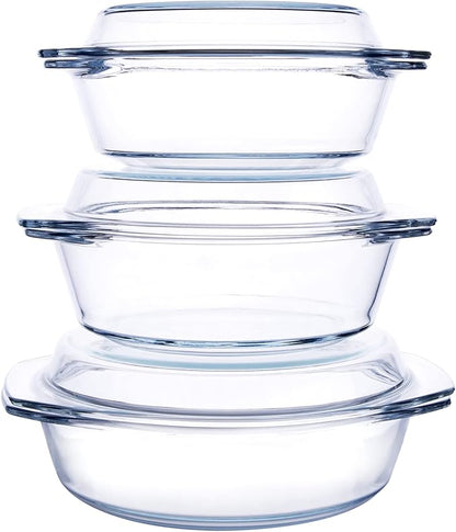 Set of 6 Pieces Round Tempered Glass Casserole Dish by HUSANMP