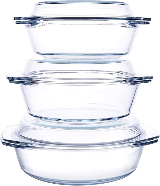 Set of 6 Pieces Round Tempered Glass Casserole Dish by HUSANMP