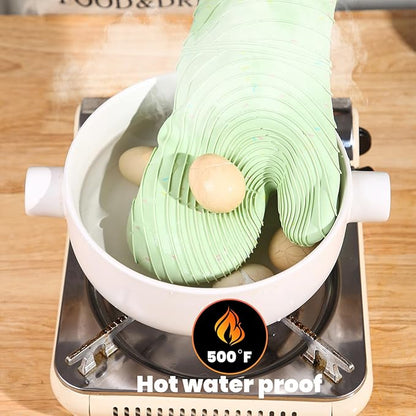 4 Pieces Oven Mitts and Pot Holders of Macaron Color Thickened Non-Slip - Image 5