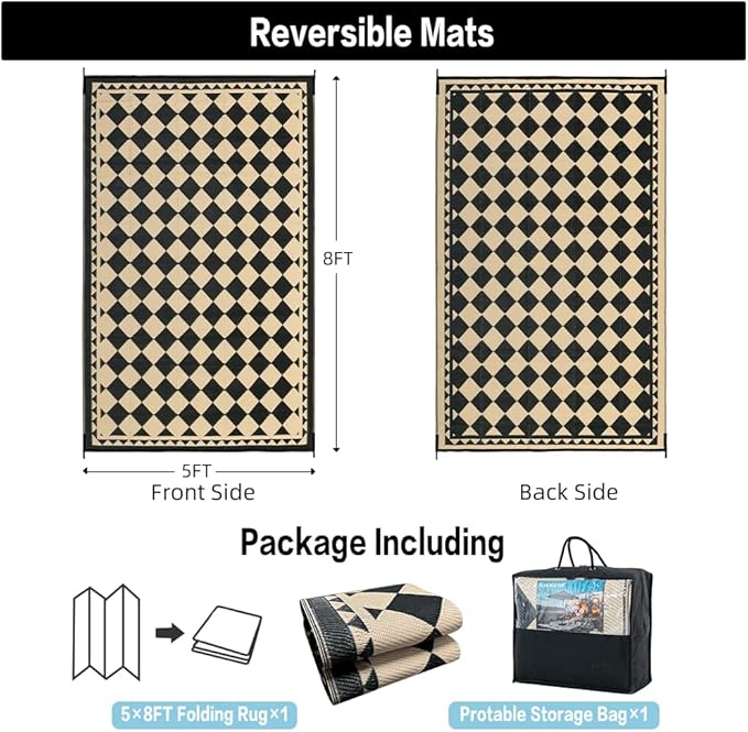 HUGEAR Outdoor Rug for Patios Clearance, Waterproof Mat, Large Outside Carpet - Image 2