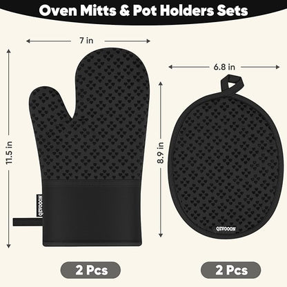 Oven Mitts and Pot Holders 4 Sets, Heat Resistant 500 ℉ Oven Mitt and Pot Holder - Image 2