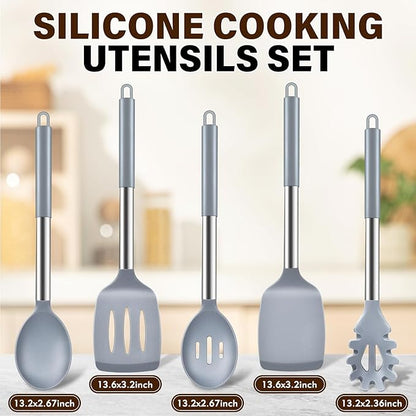 5Pcs Silicone Cooking Utensils Set, Heat Resistant Kitchen Tools Include - Image 2