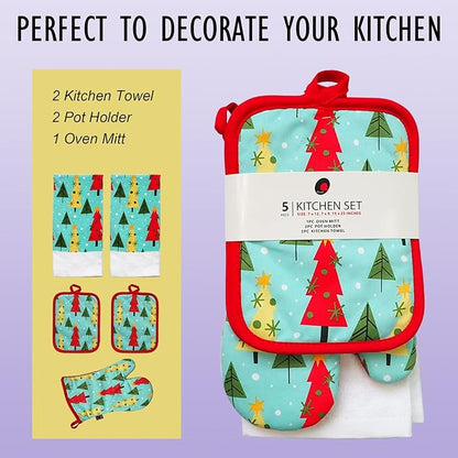 Oven Mitts and Potholders Dish Towles Set 100% Cotton - Image 2