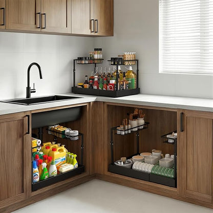 Aisslro Under Sink Organizer, 2 Tier Under the Sink Storage, Expandable - Image 7