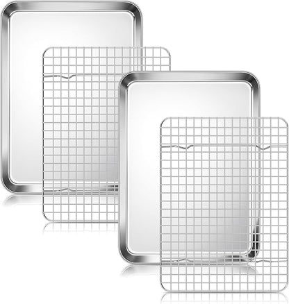 Homikit Quarter Sheet Pan with Wire Rack Set, Stainless Steel Baking Tray with by Homikit