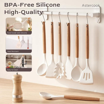 Astercook Kitchen Utensils set, 446°F Heat Resistant Food Grade Utensil Sets - Image 8